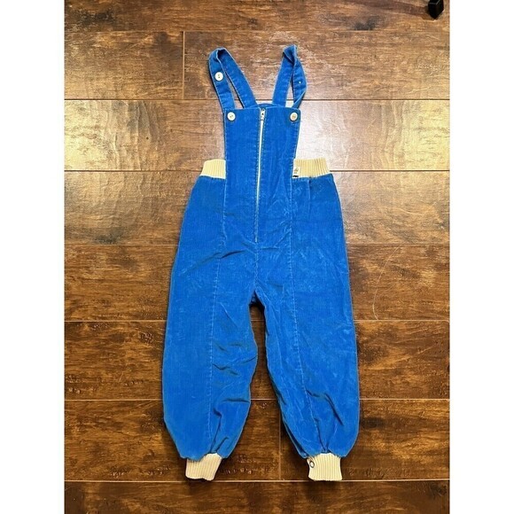 Winnie the Pooh Blue Corduroy Pant Overalls Sleeveless Zipper Front USA 26-31 LB - Picture 1 of 10